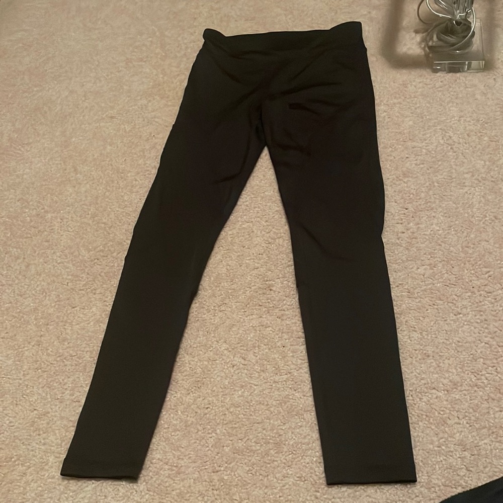 Black workout leggings with mesh